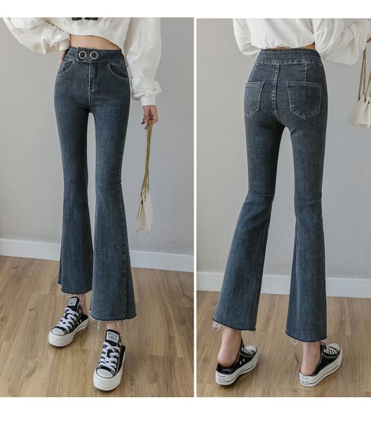 

orchid grey women's tailored waist and hip princess jeans bk3597, Blue