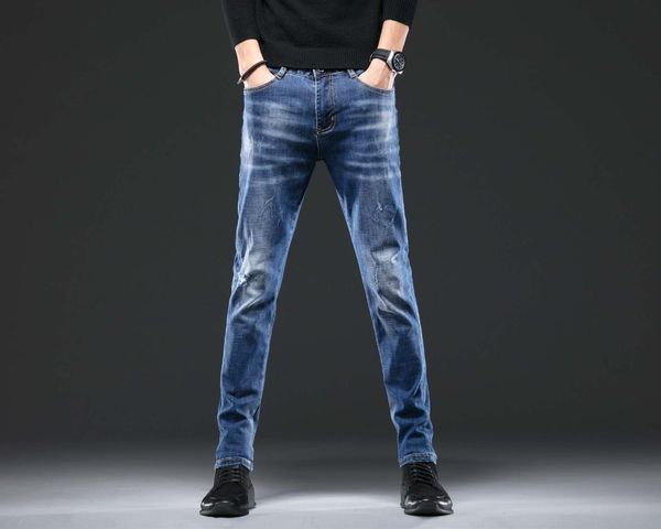 

jeans mens hip hop slimming daily business fashion blue trousers