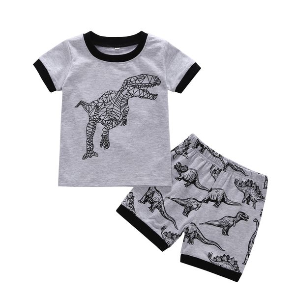 

printed summer short sleeves shorts terno infantil children's costume baby boy summer boy newborn set cotton baby clothes suit t200607, White