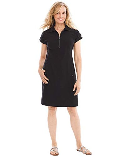 

chico's women's zenergy neema half-zip dress, Black;gray