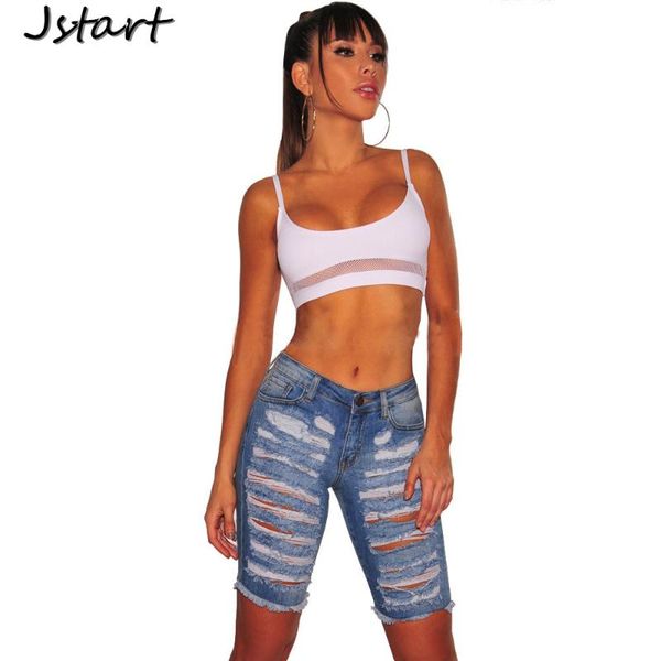 

women pants jeans booty shorts elastic denim with hole autumn womens party bottom s-xxl, Blue