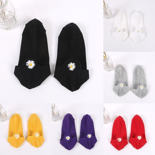 

boat female daisy heel embroidery thin cotton shallow invisible boat invisible socks socks, Pink;yellow