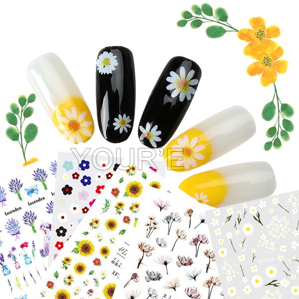 

3d adhesive nail sticker amazing colorful flower design decal for nails beauty sticker decoration nail decal art manicure design, Black