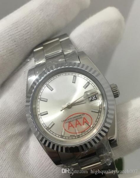 

2018 aristocratic luxury watches sapphire 116234 18k white gold 36mm automatic mechanical watch stainless steel bracelet watch, Silver
