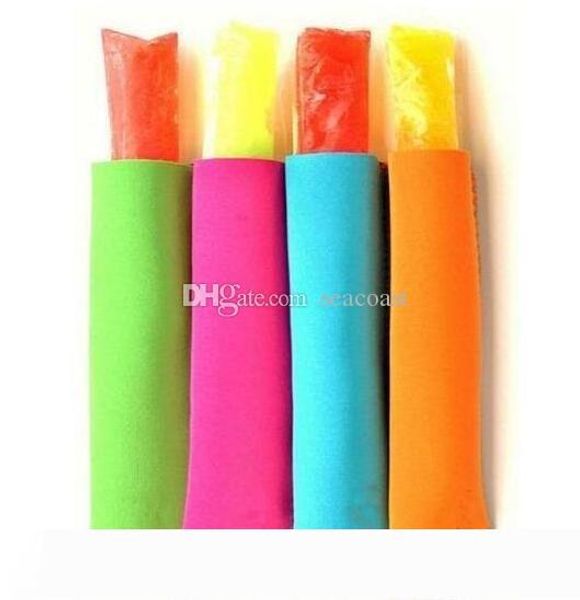 

200pcs fast shipping popsicle holder holders ice pop cream sleeve sleeves children er pop holders 15x4cm kids summer tools 12 colors