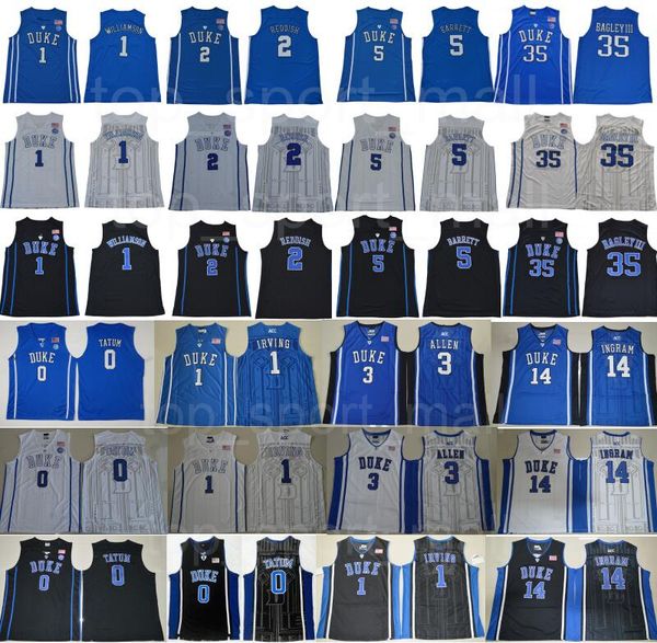 

college basketball duke blue devils jersey kyrie irving 1 zion williamson cam reddish rj barrett marvin bagley iii jayson tatum ingram allen, Black