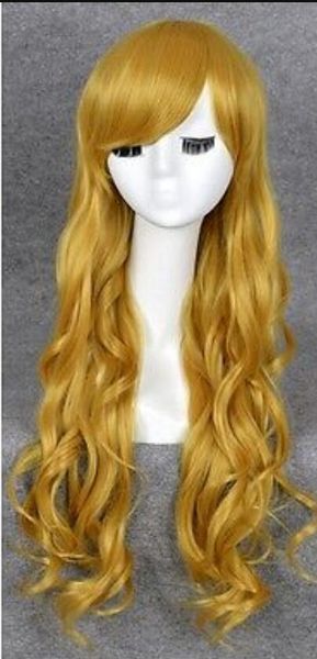 Peruca frete grátis sexy lady cosplay peruca ferramentas de maquiagem Loira de Seda Curly perucas de cabelo sintético