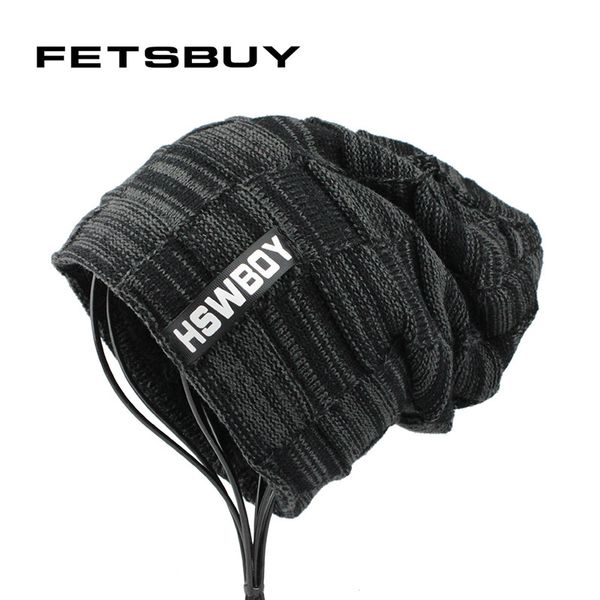 

fetsbuy] мужская шапка зима skullies вязаная шерстяная шапка плюс бархат хип-хоп шапка gorro толще капот шапочка для мужчин шляпы touca 180, Blue;gray