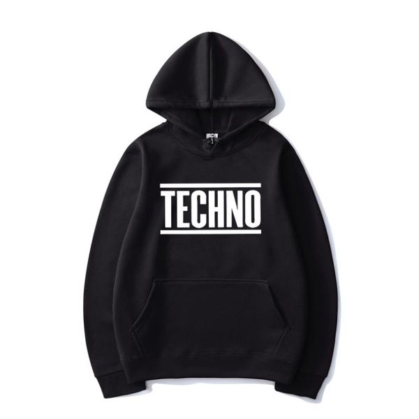 

harajuku fashion streetwear hoodies men women techno print sport casual hooded sweatshirt hip hop hoodie pullover clothing, Black