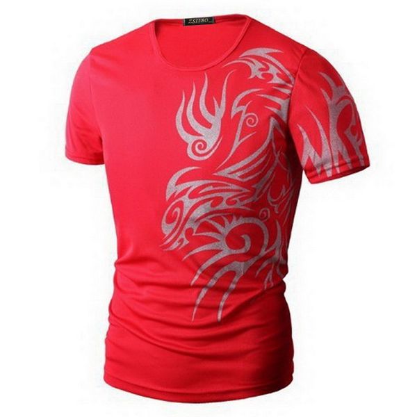

new 2015 fashion brand t shirts for men.novelty dragon printing tatoo male o neck t shirts men 's brands. tx70-t shirt-an-e, White;black