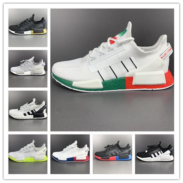 

original new male female nmd runner r1 v2 primeknit three black and white trainers designer nmd coach athletic trainers 36-45