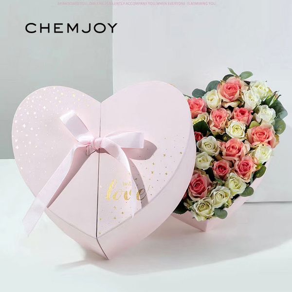 Acheter En Forme De Coeur Amour Fleur Rose Boîtes Avec Ruban Bouquet Fleuriste Cadeau Saint Valentin Emballage Boîte De Noce Décorations De Bricolage