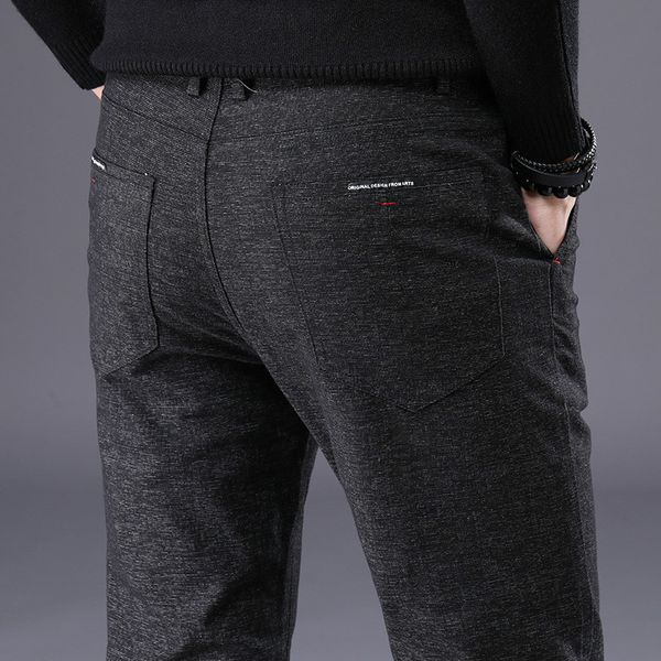 

men pants casual mens business male trousers classics mid weight straight full length fashion breathing pant 28-38, Black