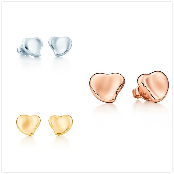 

100% 925 silver rose, gold, pure white and imperfect heart ear nails fashion festival gifts for close friends, Golden;silver