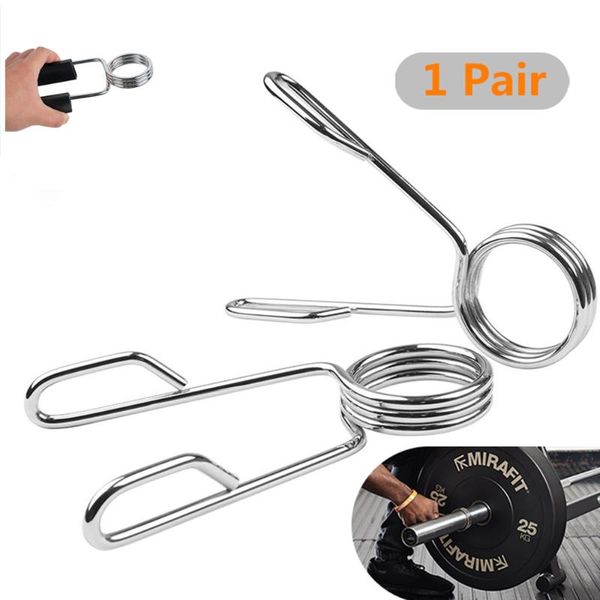 

pair barbell bar clamps clips dumbbell bar collars weight spring locks 1" & 2