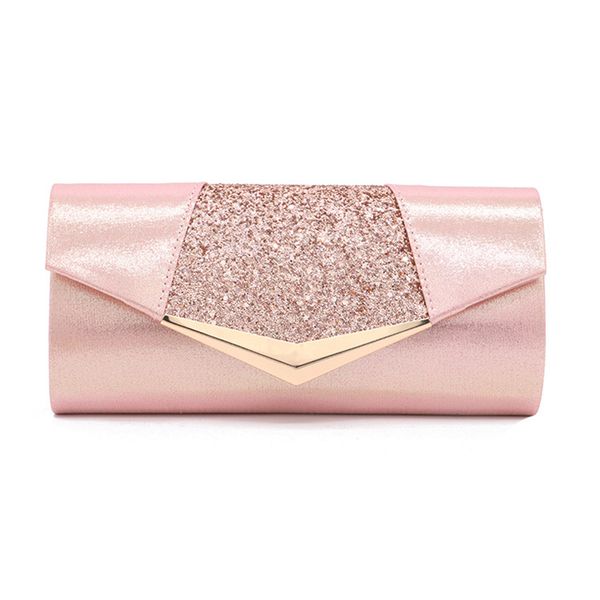 

imido ladies' shiny envelope pu clutch bag sequins evening purse bridal marriage bag crossover shoulder chains handbag pink gold