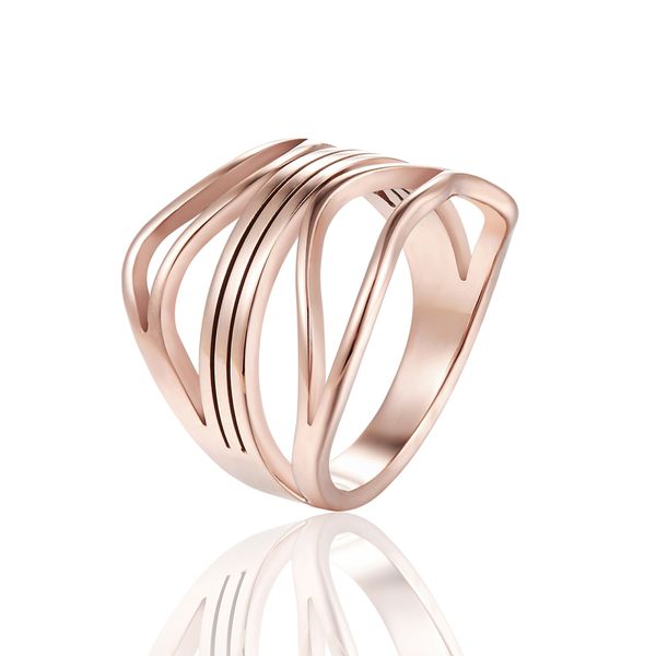 

fashion 1.8cm wide personality irregular stripe woman rose gold color ring stainless steel jewelry for women gift, Silver