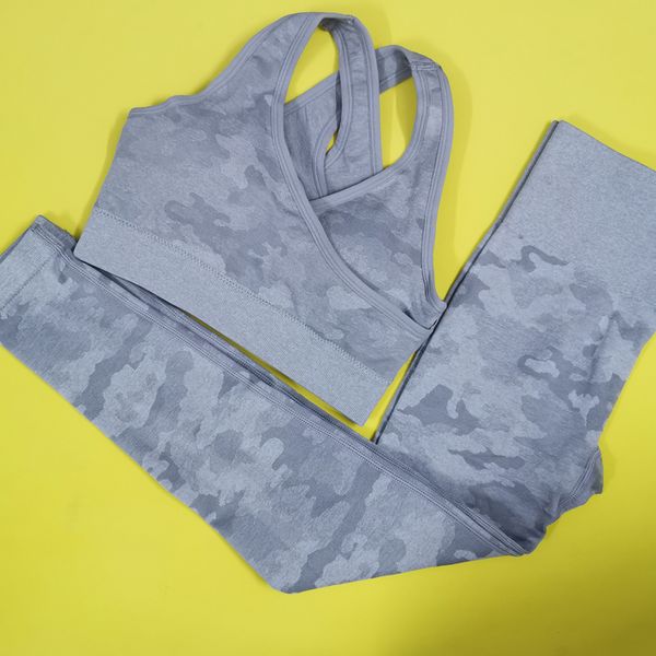 

sin costura camo yoga conjuntos ropa deportiva de mujer conjunto de camuflaje ropa de fitness para chicas ropa para correr al aire libre, White;black