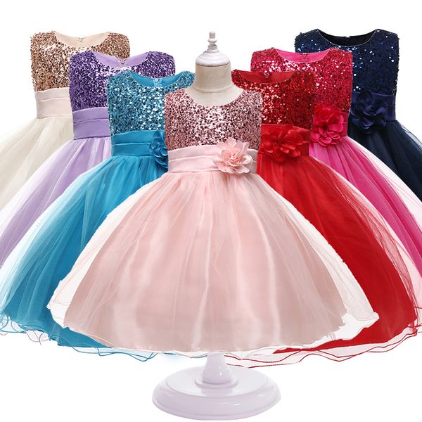 

girls dress children party ball gown princess dress summer toddler girls baptism dresses kids 3 4 5 6 7 8 9 10 birthday clothes, Red;yellow