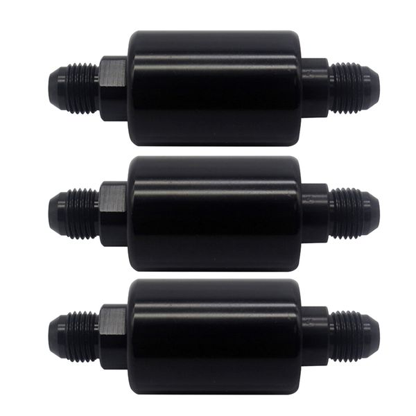 

3x 100 an6 billet aluminum inline fuel / petrol filter universal , black