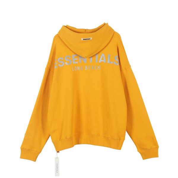 

mens designer hoodies 3m reflective fleece fog essentials europe america high street fashion brand loose yellow sweatshirt, Black