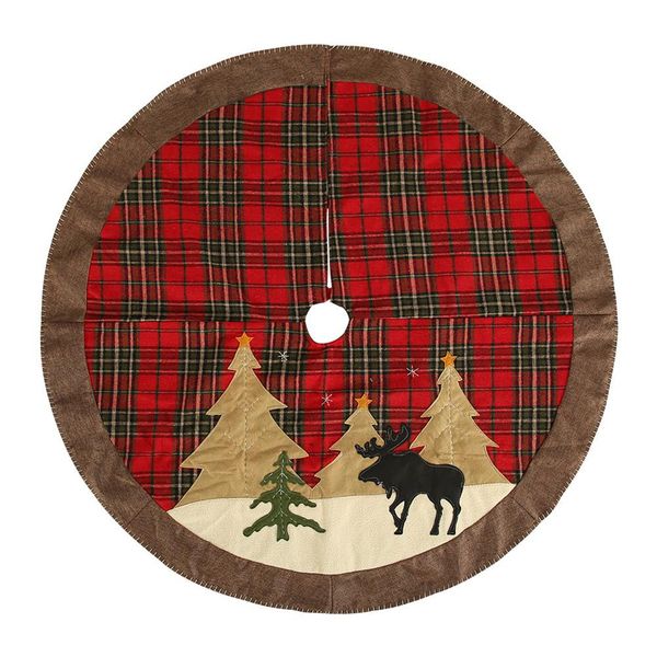 

105cm apron cute plaid christmas tree skirt soft cloth elk print christmas tree carpet party dec