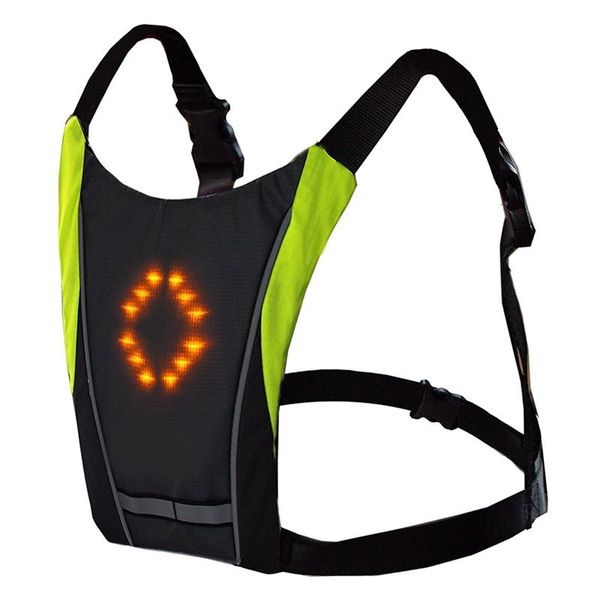 

30 led reflective riding safety vest outdoor waterproof turn warning signal vest outdoor running night cycling backpack, Black