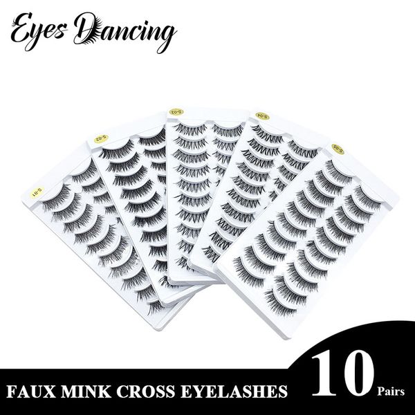 

eyes dancing 10 pairs false eyelashes natrual long cross 3d lashes makeup eyelash extensions tool handmade fake lash