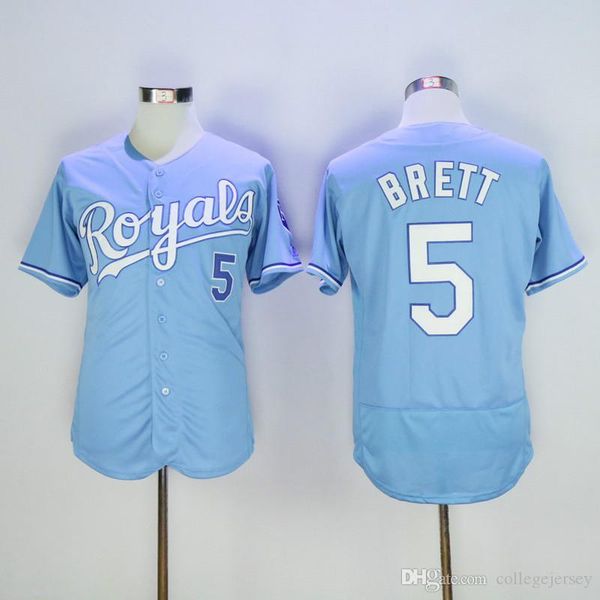 

5# george brett flexbase jersey blue white gray, Blue;black