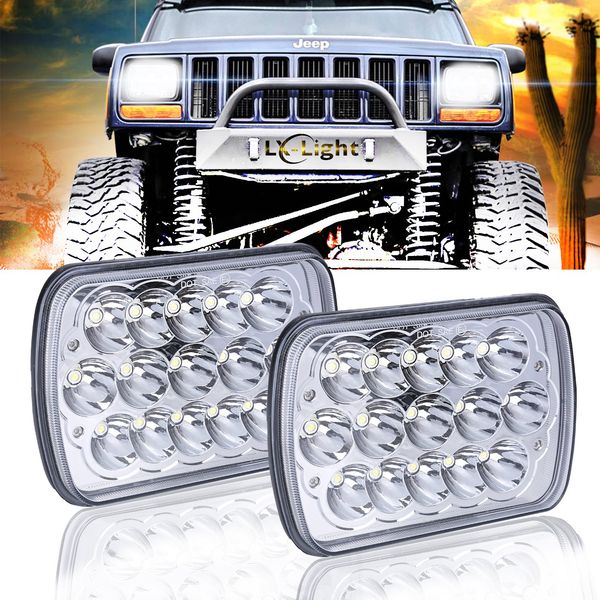 

2 pcs 5" x 7" 6x7inch rectangular led headlights for jeep wrangler yj cherokee xj trucks 4x4 offroad headlamp