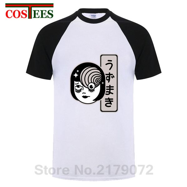 

новый узумаки custom футболка мужчины япония ужас манга спираль футболка аниме взрослых шею с коротким рукавом junji ito harajuku топы футбо, White;black