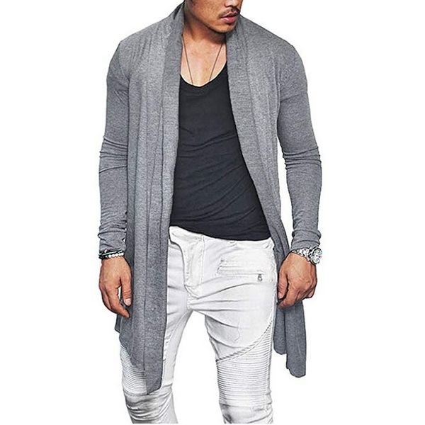 

Mens Coat Autumn Casual Cardigan Asymmetric Solid Color Wrap Coat Outwear Slim Male Overcoat Open stitch Asian Size M-3XL
