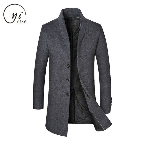 

2019 winter new casaco masculino mid long trench coat abrigo hombre manteau homme windbreaker business casual slim fit wool coat, Black