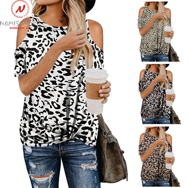 

women's t-shirt fashion women summer casual t-shrts hollow out kink design o-neck shirt sleeve leopard print slim pullovers top, White