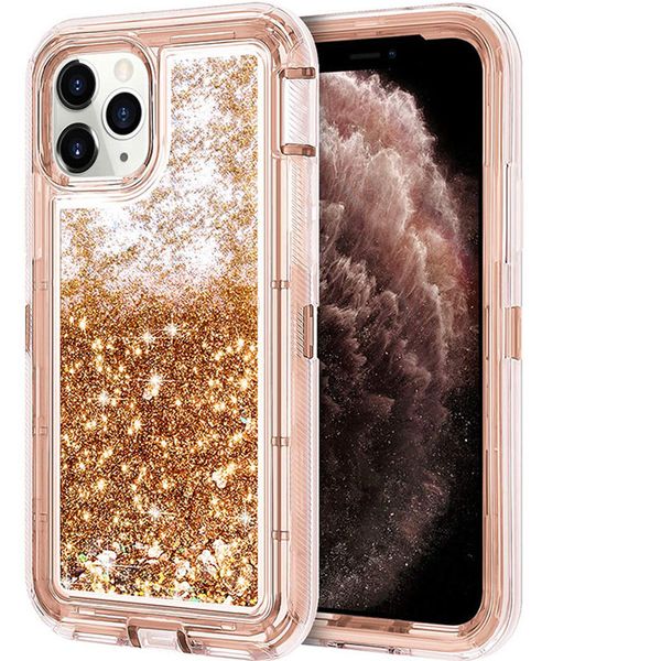 

Для iPhone XR Case 3 in 1 Hybrid Heavy Duty Defender блестящий плавающий жидкий блеск мягкий TPU бампер задняя крышка для I phone 11 Samsung S20