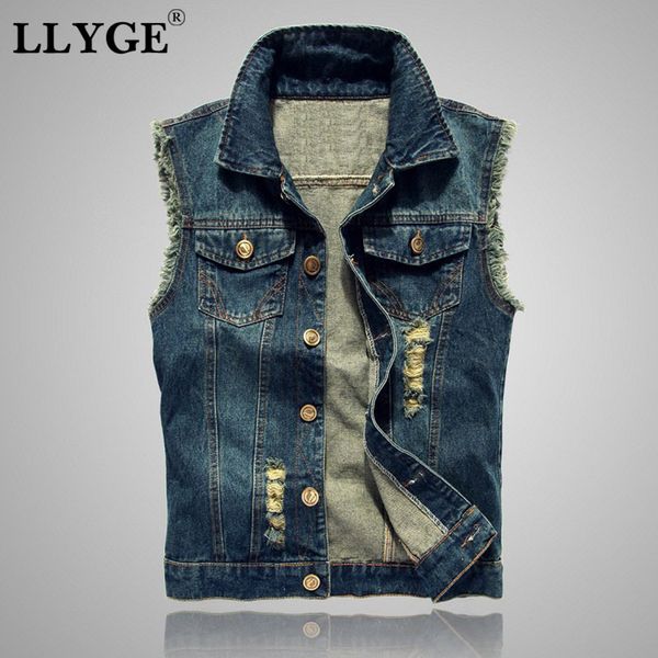 

men's jackets mens denim jeans vest coat ripped tassel pocket sleeveless jacket 6xl 2021 fashion male streetwear cowboy waistcoat, Black;brown