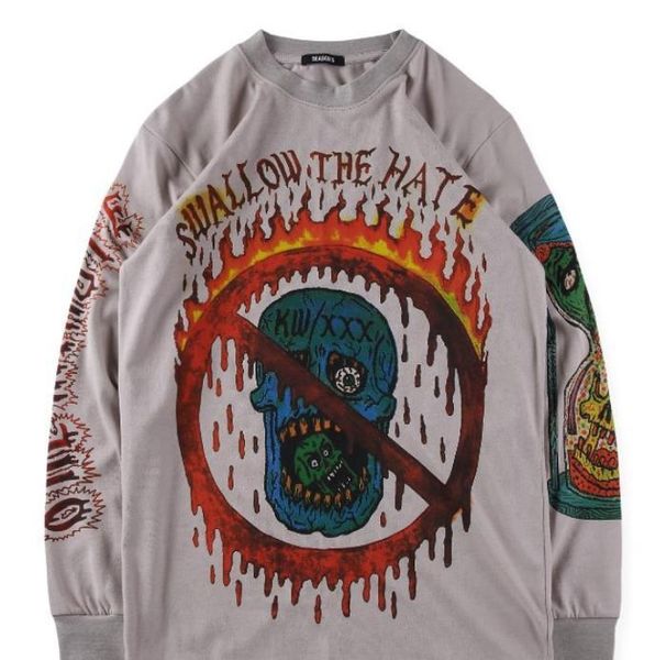 

season 6 xxxtentacion kanye t shirts spring autumn fashion west graffiti designer long sleeved, White;black