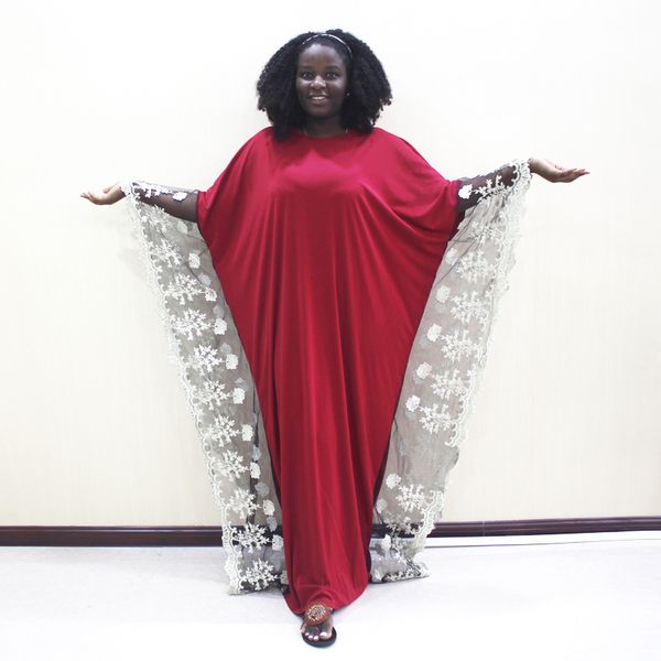 

hj fashion dashiki african lace dresses for women muslim elegant party long dress, Red