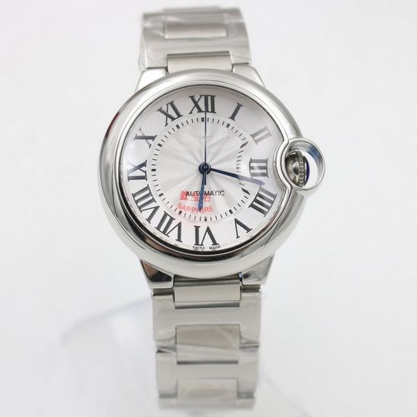 

3-контактный часы 36мм автоматика мужские часы подметание движение модель воздушного шара из нержавеющей стали часы 4, Slivery;brown