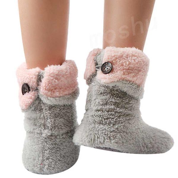 Hot Sale-Inverno Chinelo morno mulheres pele Slides Furry Chinelos Coral velo casa interna Shoes Sock Piso Shoes pantoufle