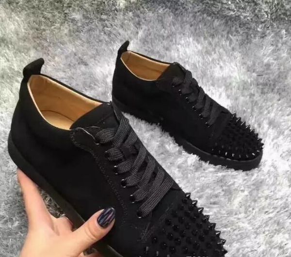 

2020 shoe new luxury black gold glitter sequins red bottom shoes designer high spikes toe genuine leather flats party wedding sneakers