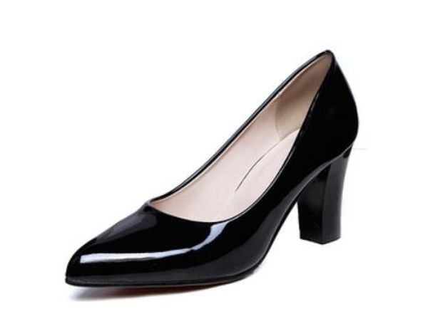 

2019 women's shoes in spring and autumn with new style high heel coarse heel pointed end @129, Black