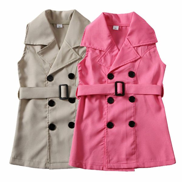 

1-6years baby girl kids sleeveless waistsuit jacket outfit clothes 1-6y, Blue