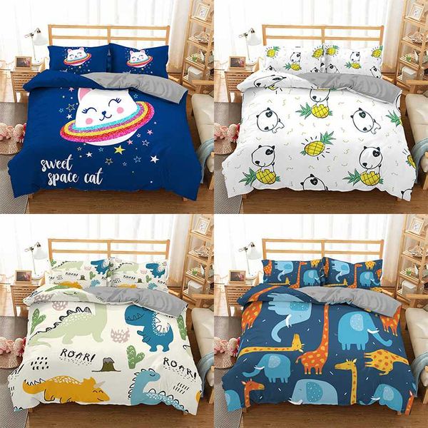 

boy girl cat dinosaur bedding set duvet cover set twin 3d printed lightweight kids bedding for teens, no comforter