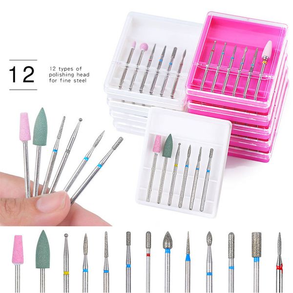 

6pcs/box professional grinding head nail drill bit set for electric cuticle cleaning polishing machine accessory tools, Silver