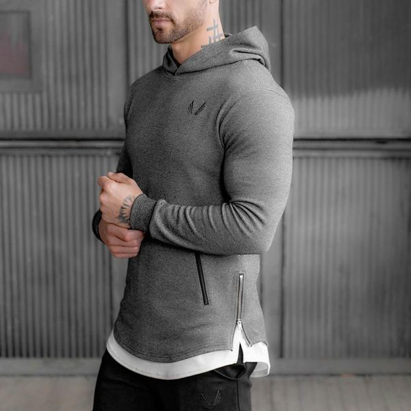 

2019 new arrival asrv men's long hoodies hooded pullovers casual av sweatershirt fitness clothing men sweatshirt hooded muscle coat des, Black
