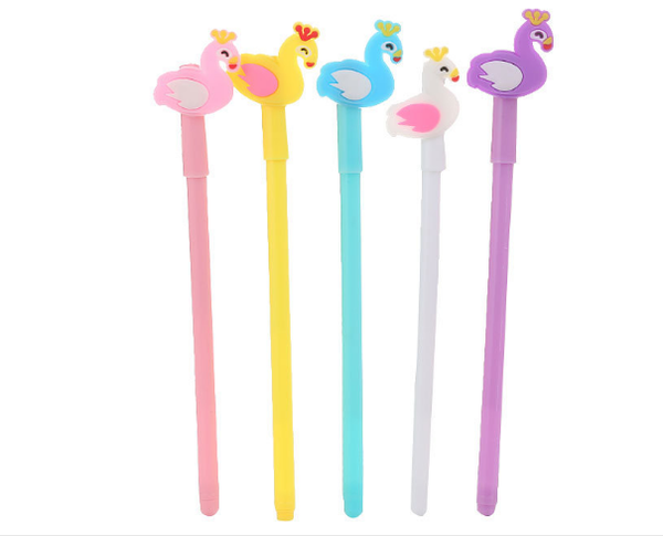 

100шт / lot 0.5mm творческий канцелярские flamingo гелевая ручка симпатичный мультфильм корона лебедь нейтральная pen офис письменные принад