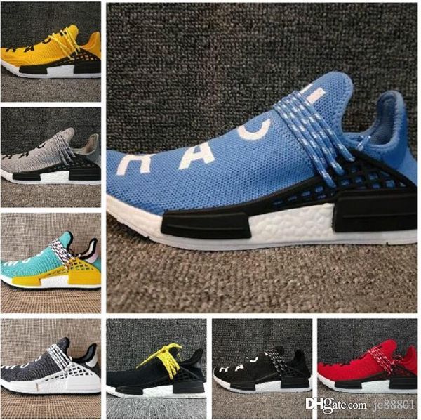 

2018 human race pharrell williams тренеров черный ботаник равноправии мужчин женщины спортивные тапки вскользь качество верха обуви, Black