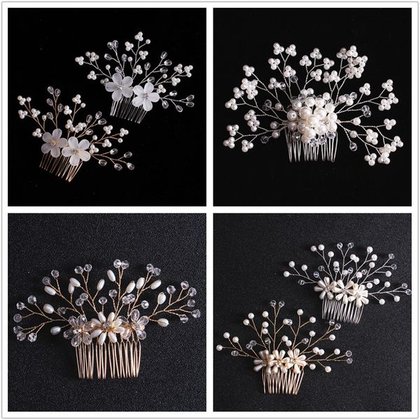 

wedding rhinestone hair comb bride head ornaments wedding hair combs accessories bridal rhinestone women's jewelry, Golden;white