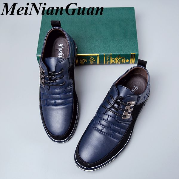 

spring autumn shoes men sneakers man classic leather men's shoes oxfords young men's leather big size 48 k1, Black